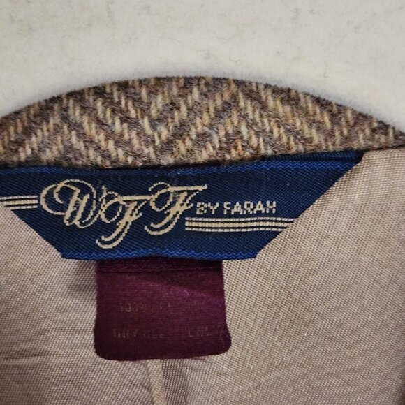 WFF By Farah Brown Wool Herringbone Tweed Sport Coat Blazer Size 44R - Picture 5 of 8